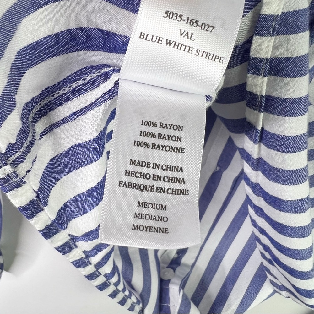 Rails Val Tie Front Stripe Shirt Cropped Blouse Blue White Top M Coastal Grandma - Picture 9 of 10